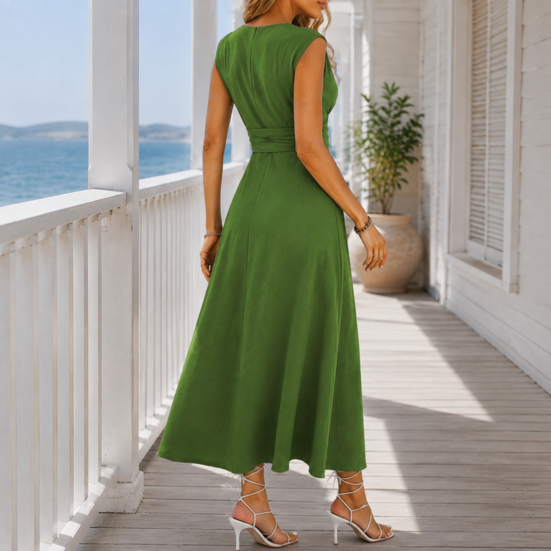 Imogen Tie Waist Dress - Lead Alternate View