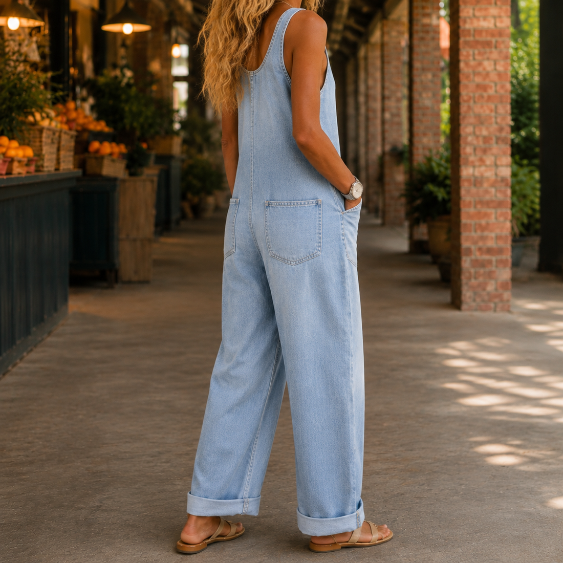 Talia Wide Leg Jumpsuit - Lead Alternate View