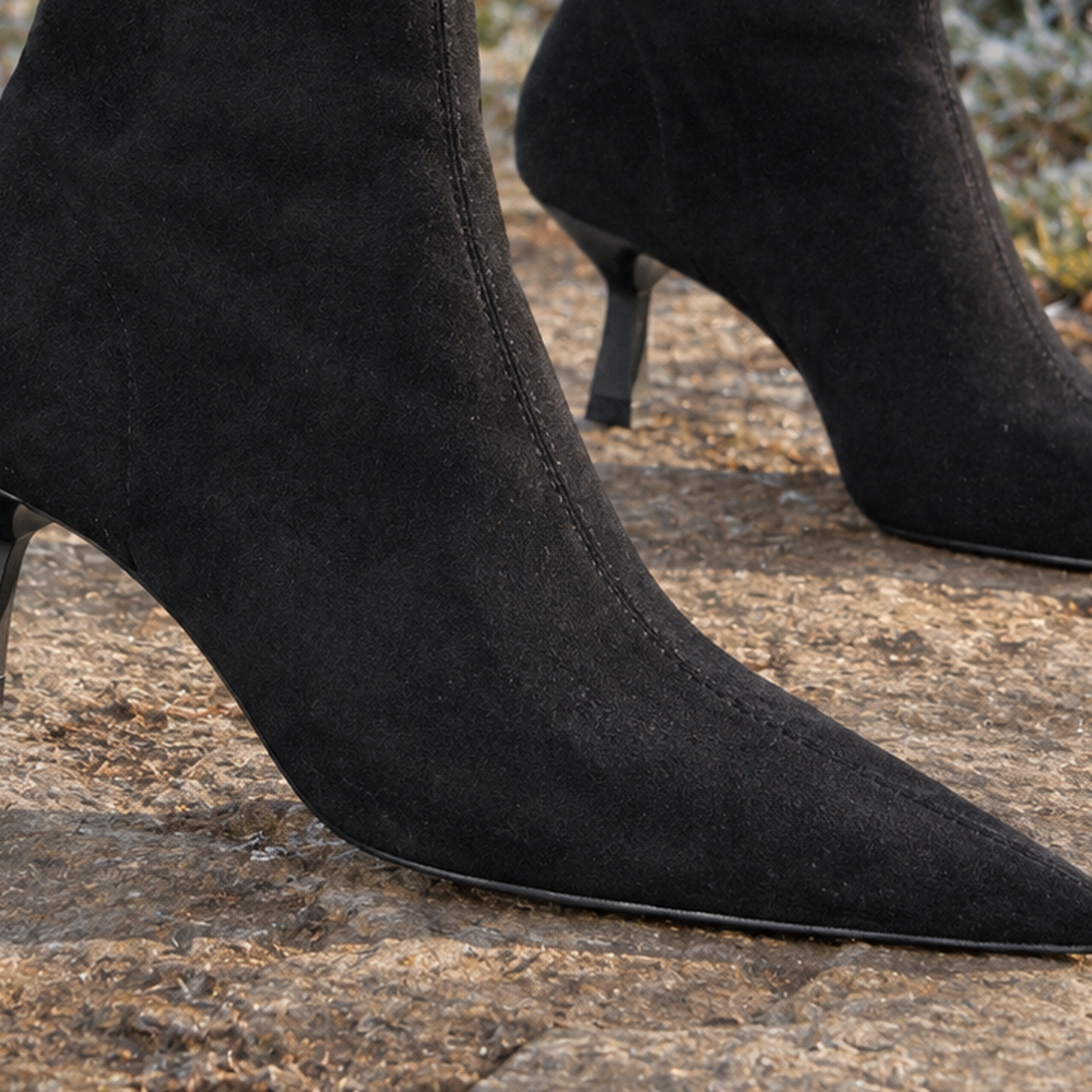 Vinci-Capri Kitten Heel Ankle Boots - Lead Product Detail