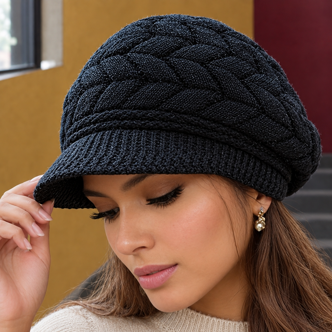 Allington Cable Knit Cap - Lead Product Detail