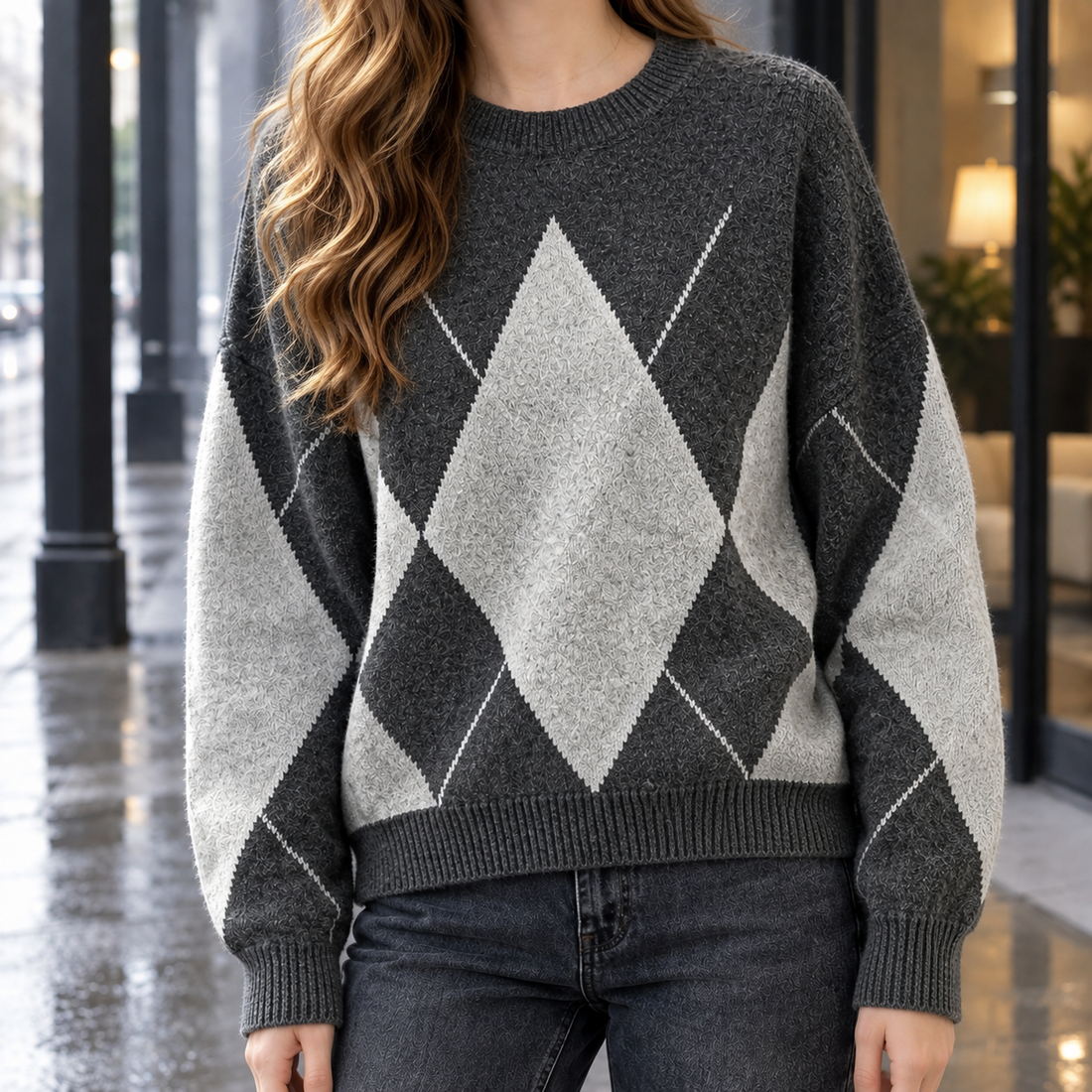 Nadia-June Argyle Sweater - Lead Product Detail