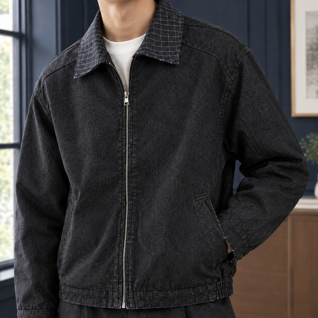 Ardan Contrast Collar Jacket - Lead Product Detail