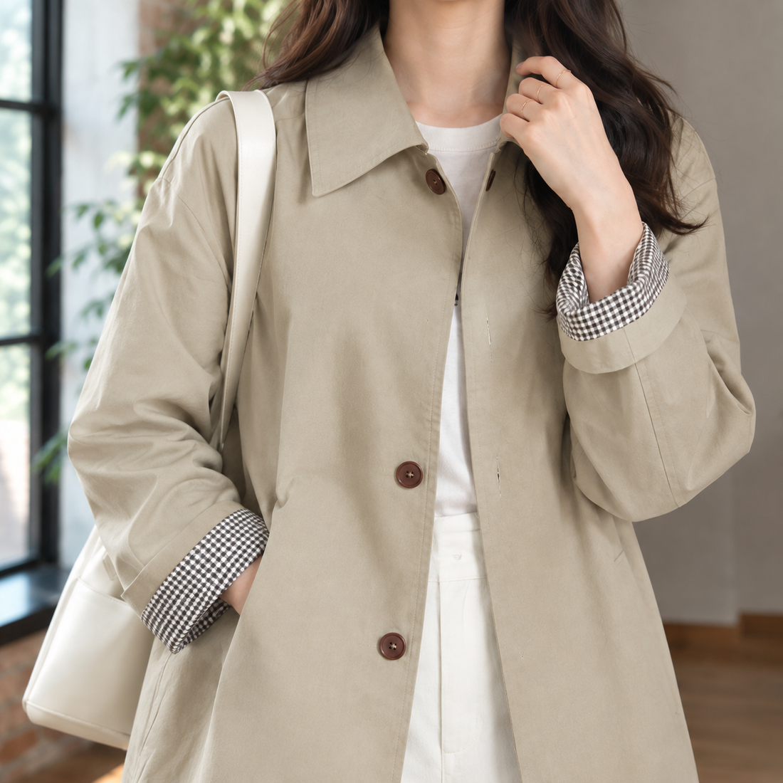 Jocasta Gingham Cuff Jacket - Lead Product Detail