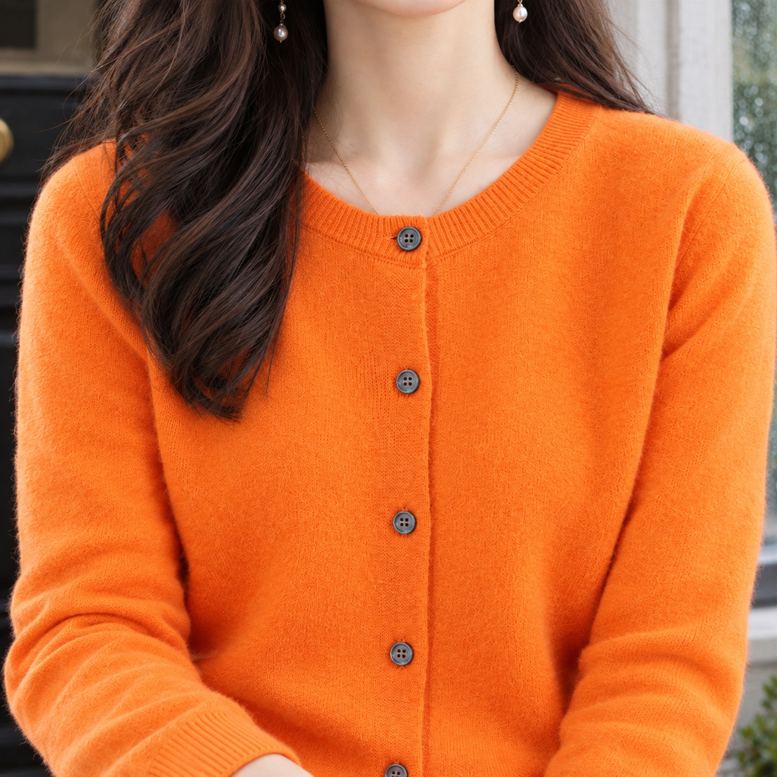 Lorelai-Sage Round Neck Cardigan - Lead Product Detail