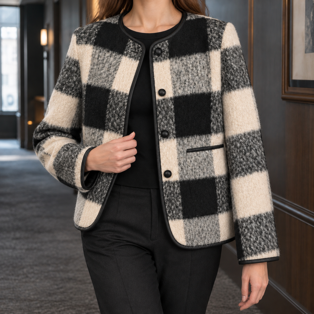 Nicole-Pearl Plaid Jacket - Lead Product Detail