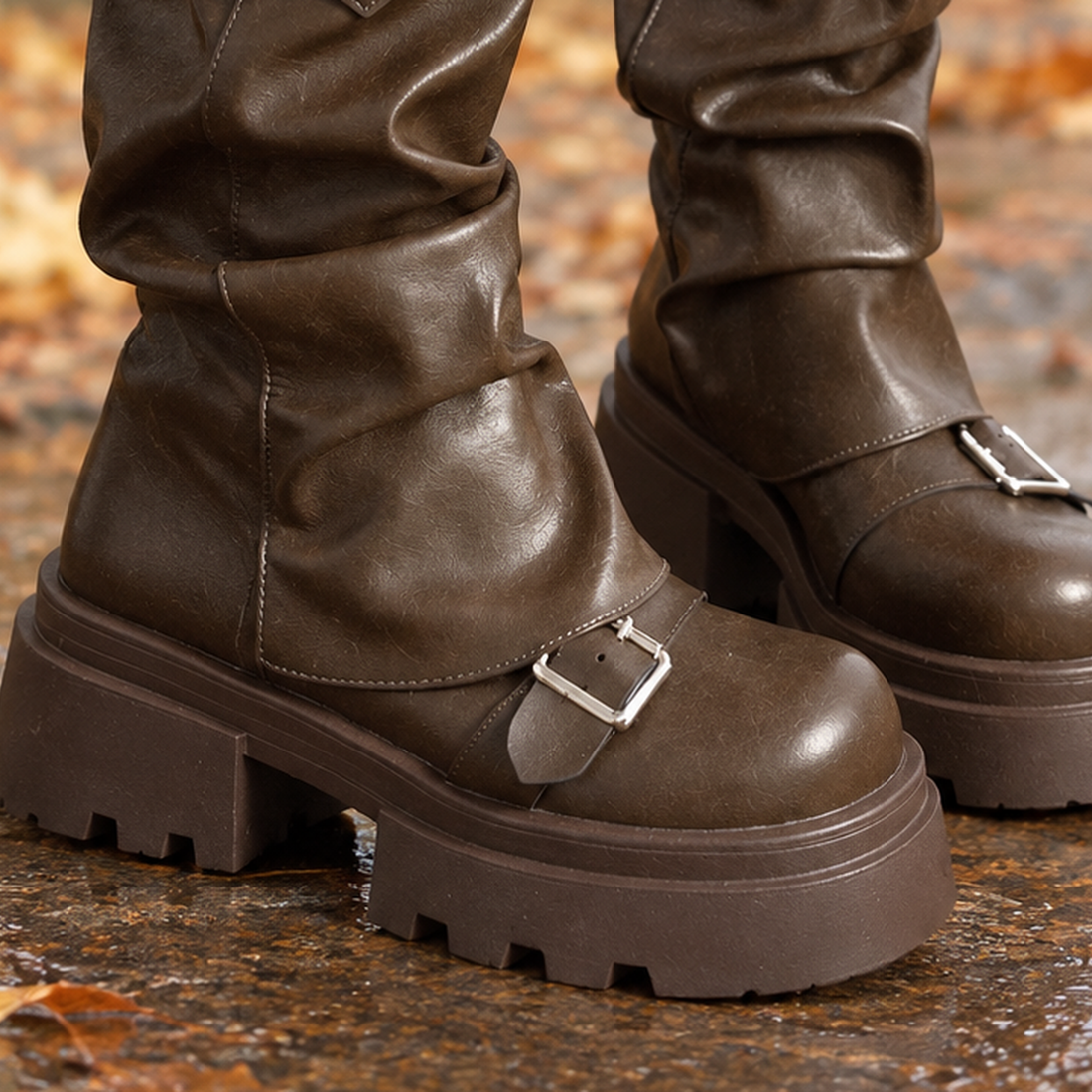 Arezzo Buckle Boots - Lead Product Detail