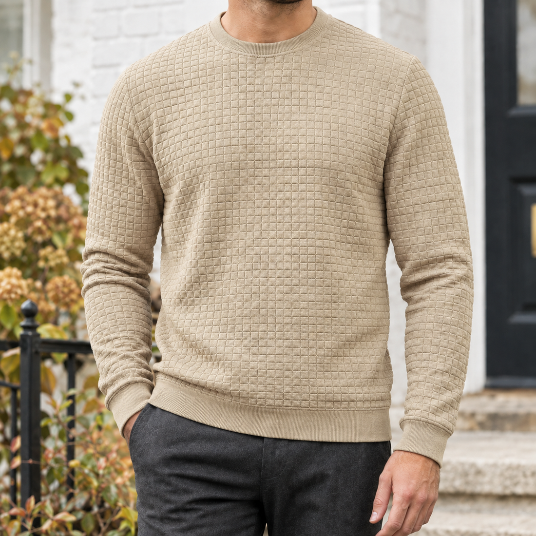 Ennis-West Textured Sweater - Khaki