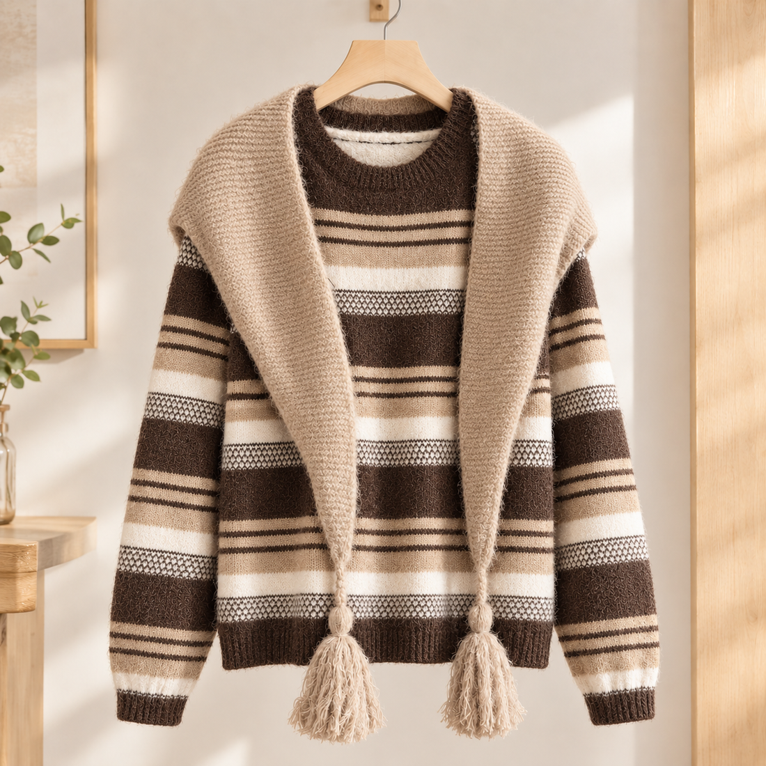 Aline-Eve Layered Knit Set - Coffee