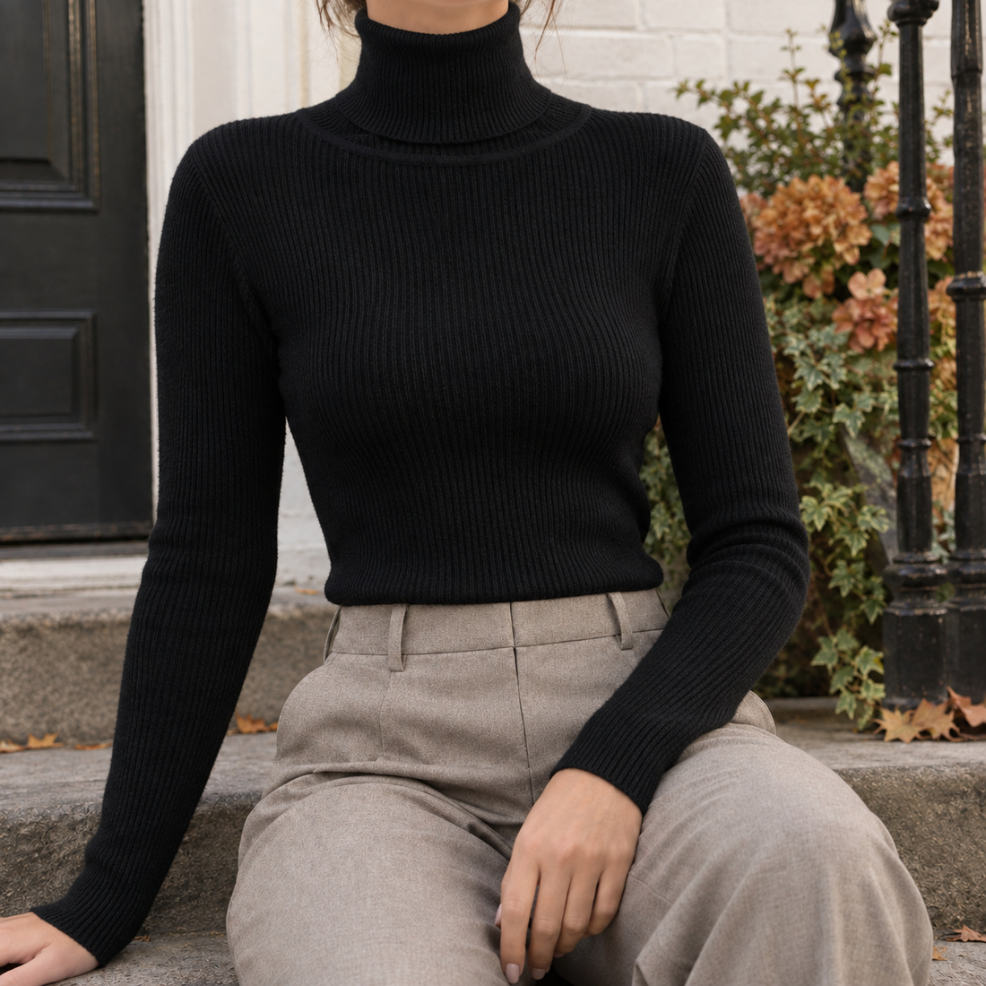Ghislaine Turtleneck Sweater - Black