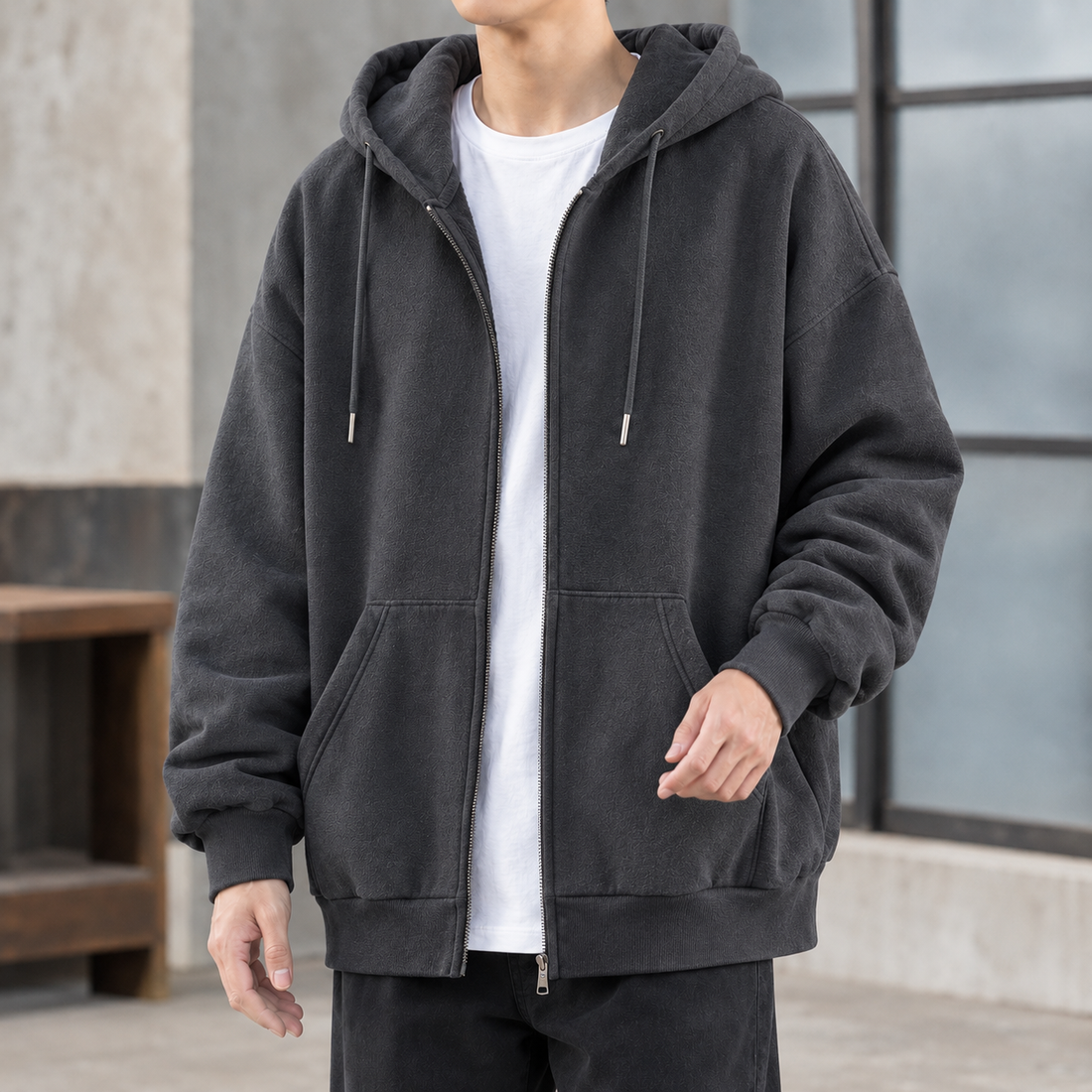 Aaron Zip Hoodie - Dark Gray