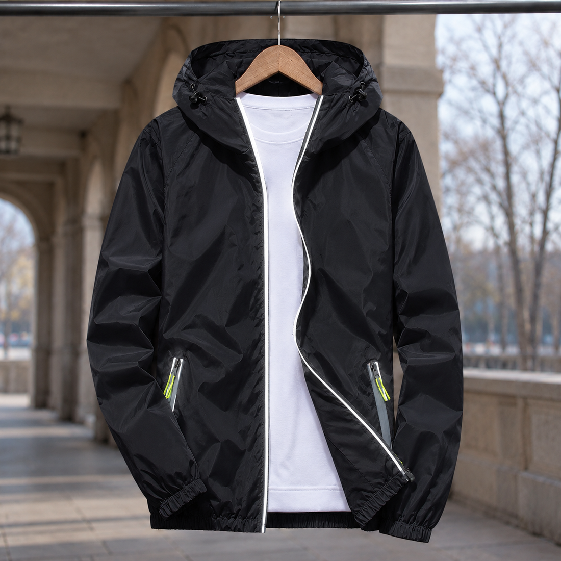 Odilon-Grey Reflective Zip Jacket - Reflective Black