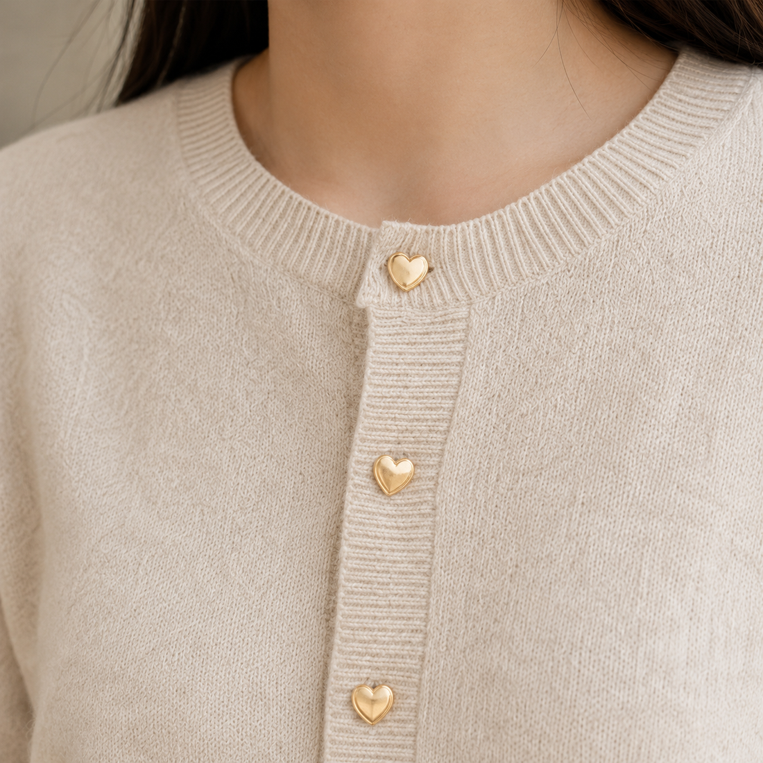 Marcella Heart Button Sweater - Lead Product Detail