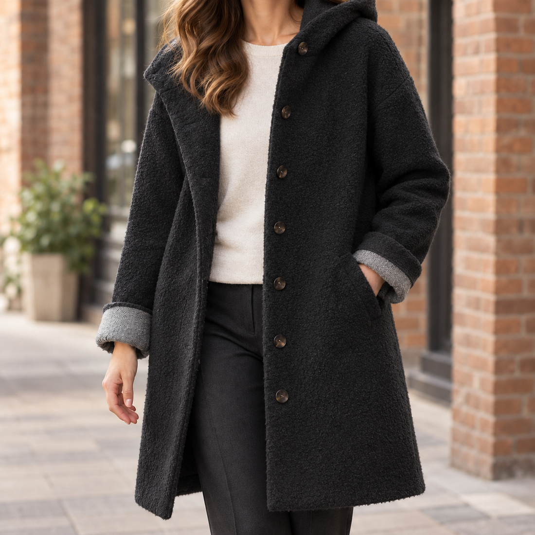 Anouk-Jane Hooded Coat - Black