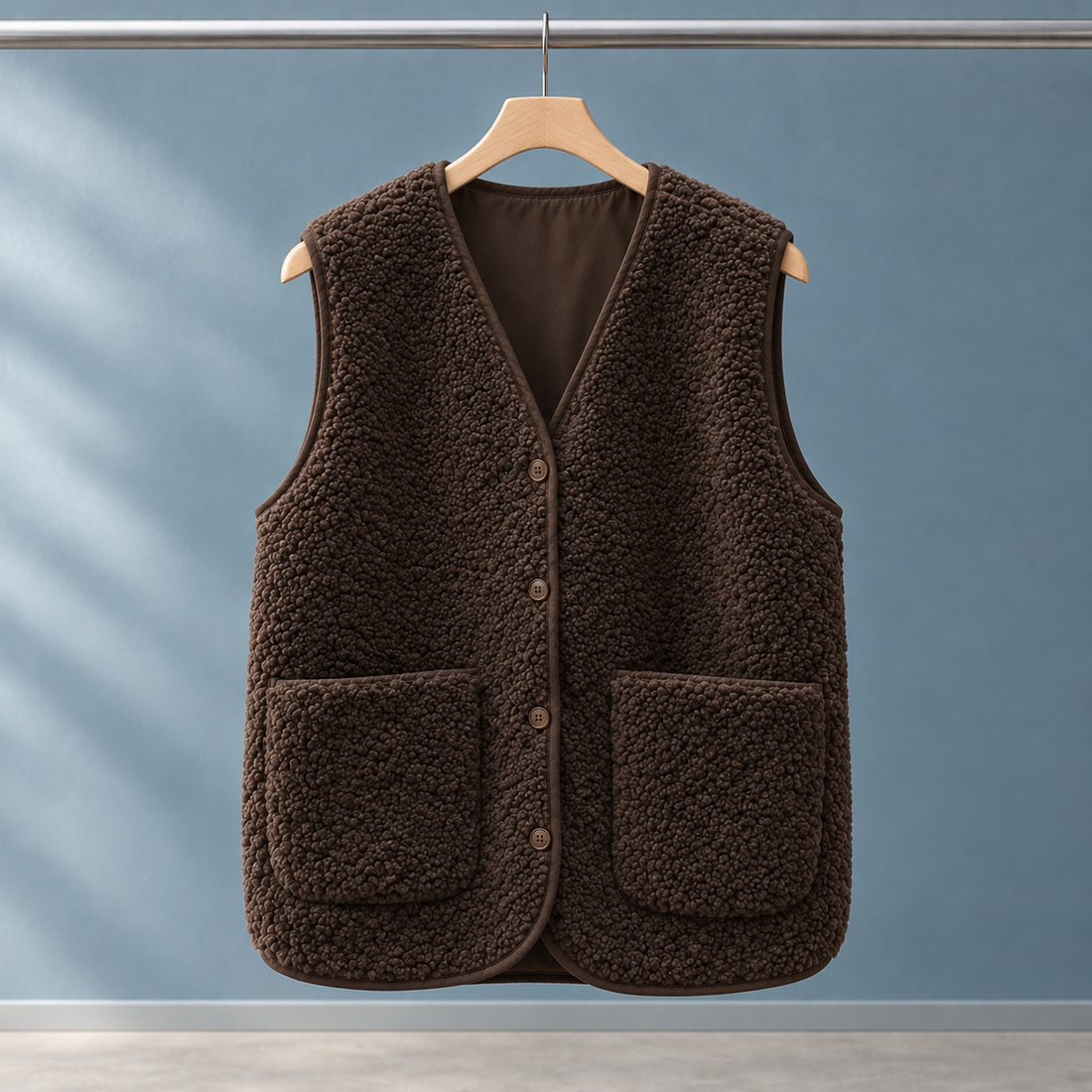Bethany Teddy Vest - Coffee