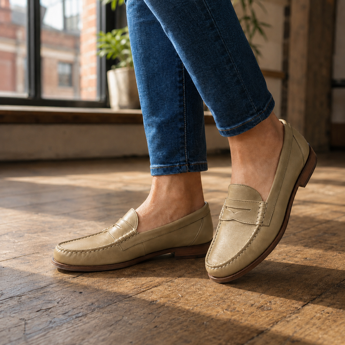 Accardi Leather Loafers - Khaki