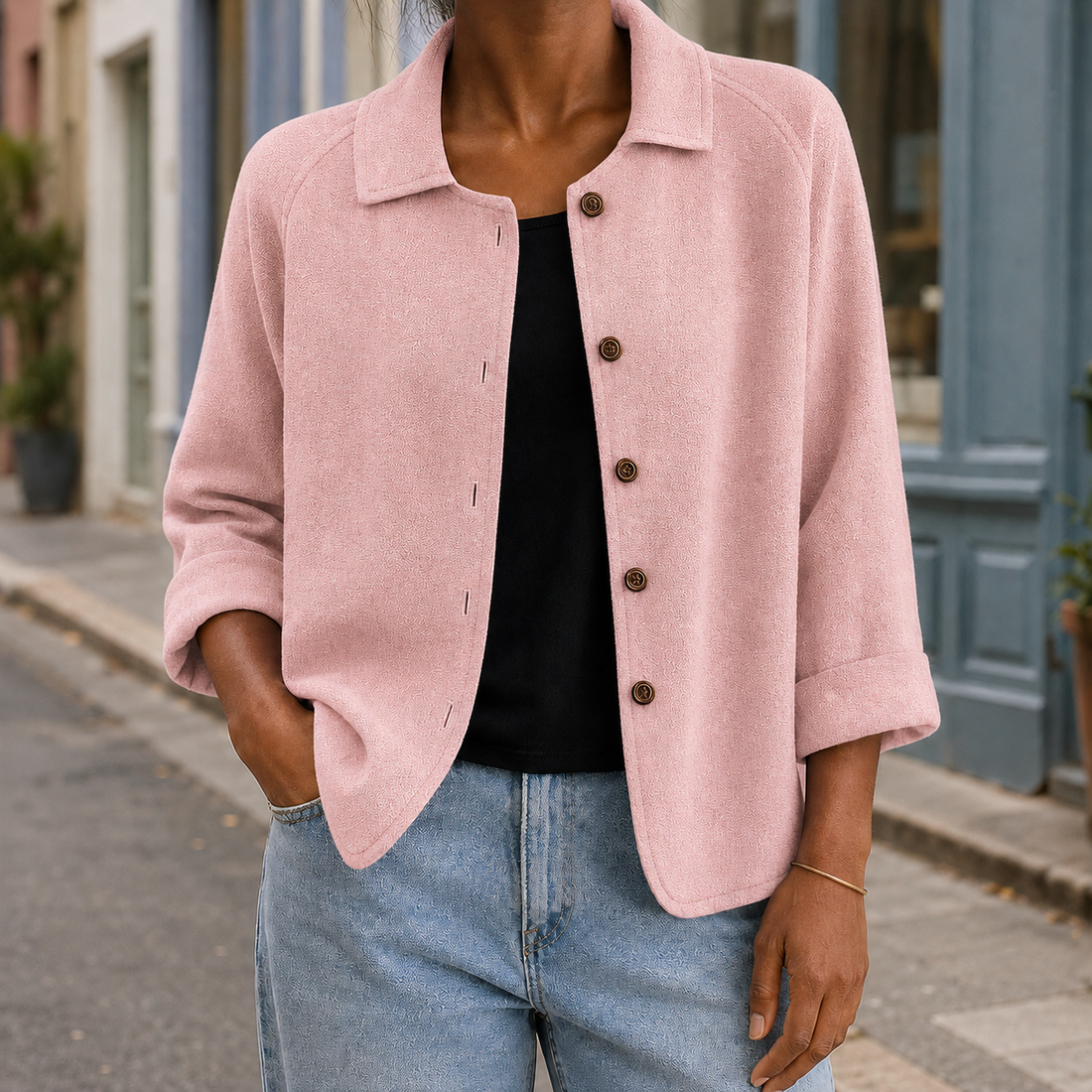 Soraya-Lane Collared Cardigan - Pink