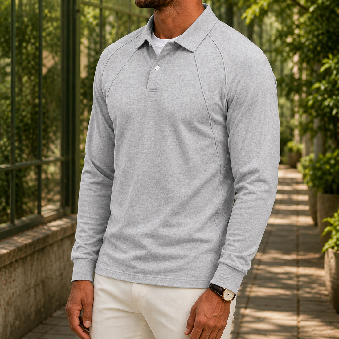Roman Raglan Polo - Light Gray