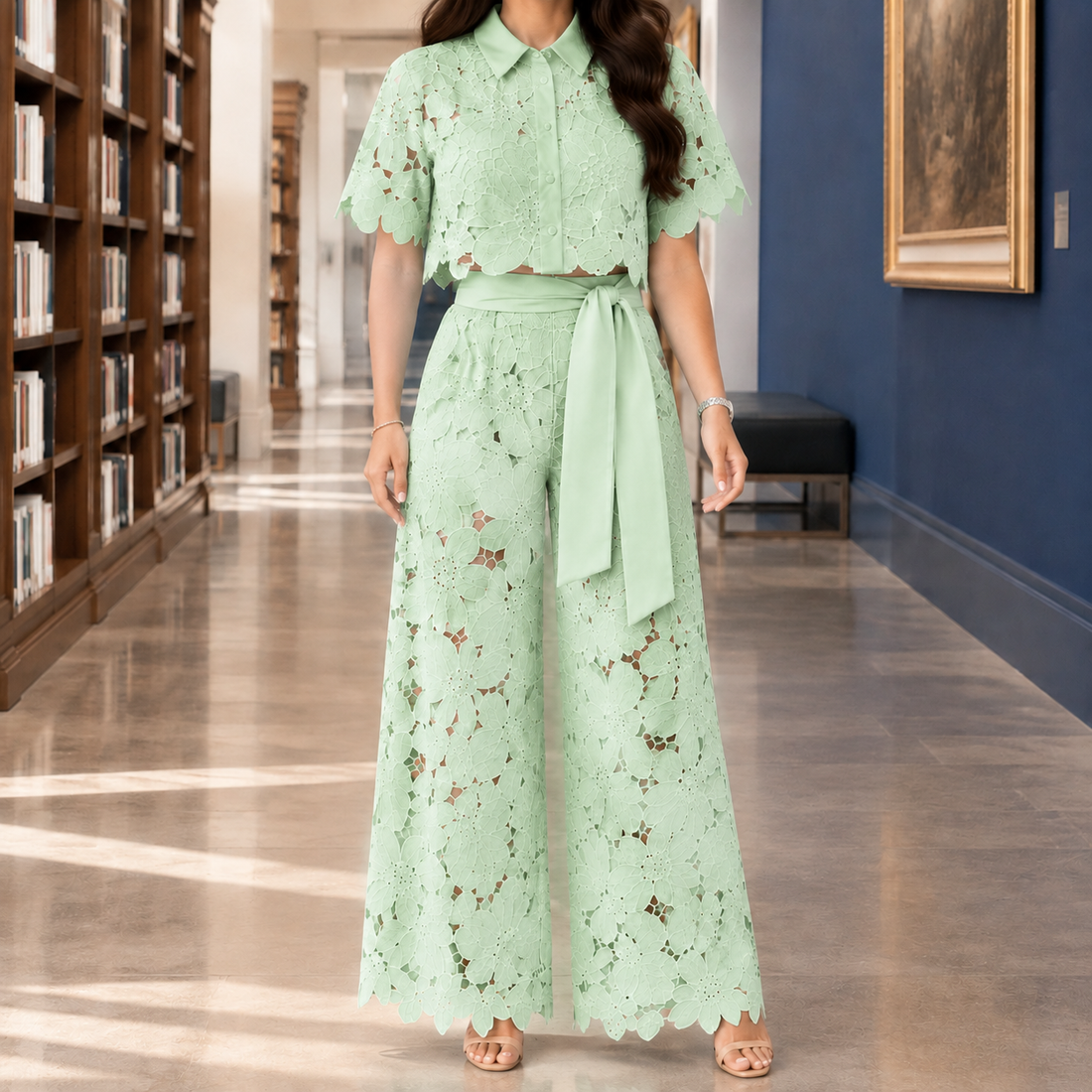Fenna-June Wide Leg Set - Green