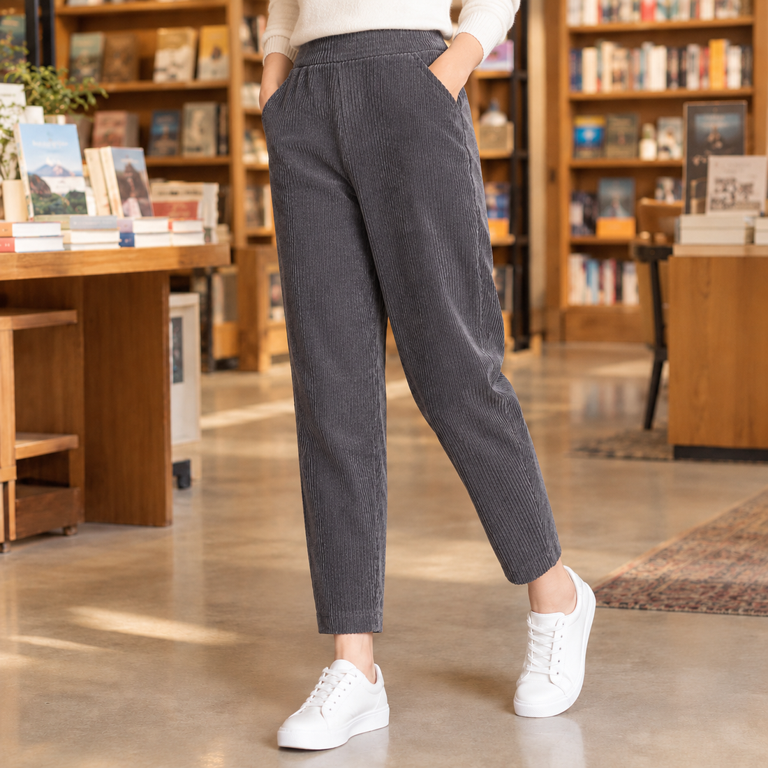 Aria-Claire Tapered Pants - Corduroy Gray