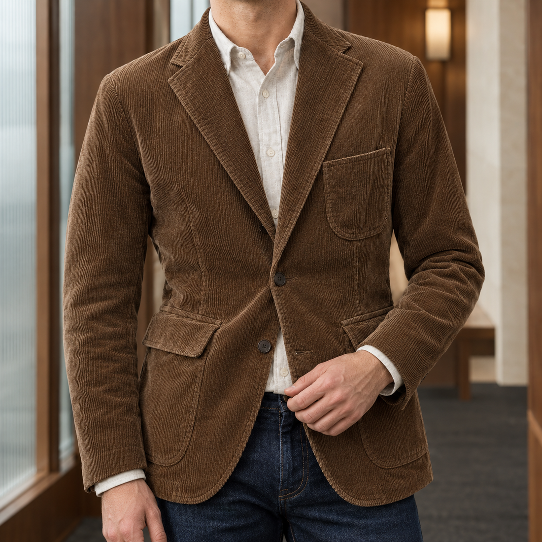 Bertram-Cole Corduroy Blazer - Brown 3