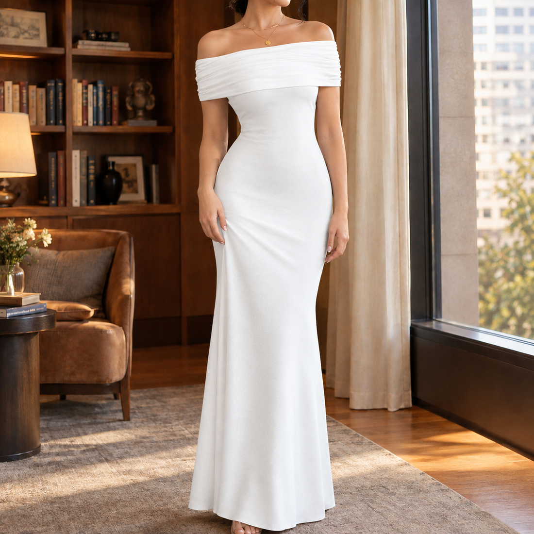 Dorothea Off Shoulder Dress - White