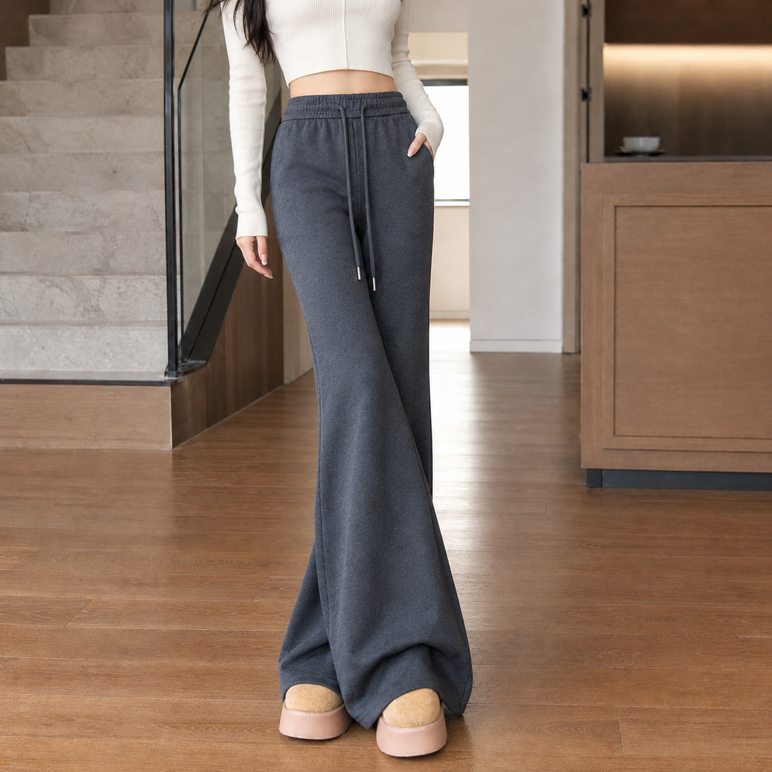 Aurelia-Hope Flared Pants - Dark Gray