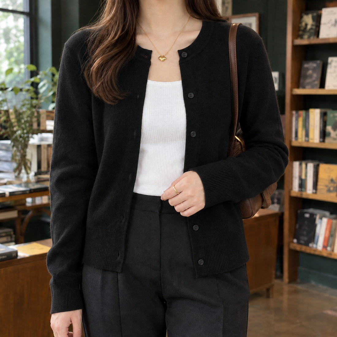 Joy Fine Knit Cardigan - Black