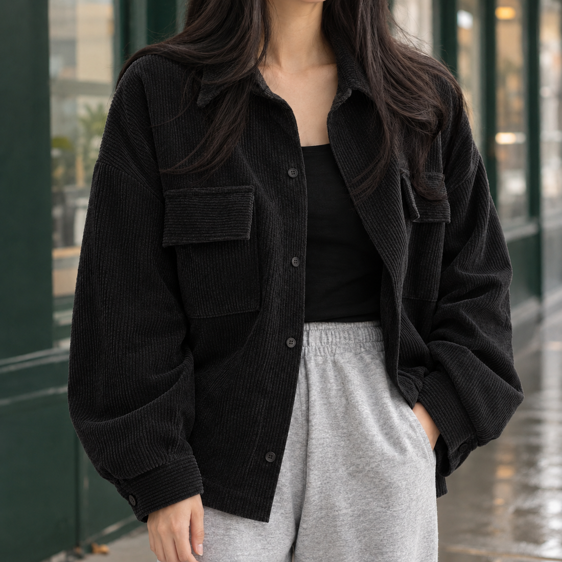 Ariadne-Skye Corduroy Jacket - Black