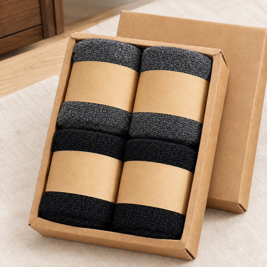 Theo-Cole Merino Wool Socks - Dark Gray Black