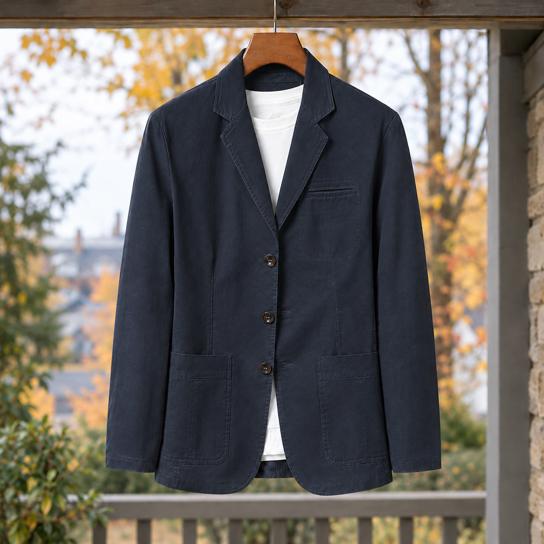 Hugh-Miles Cotton Blazer - Navy Blue