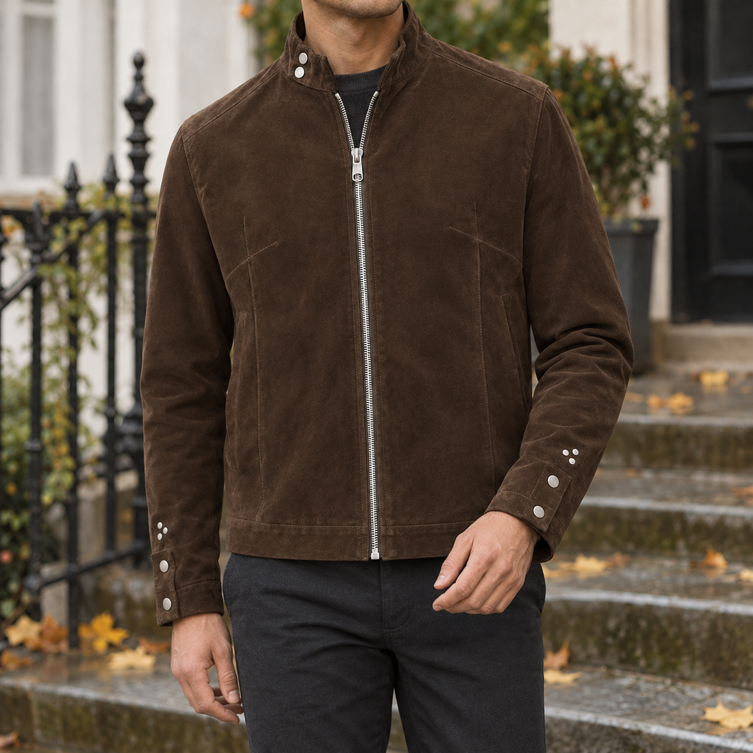 Stanley-York Suede Zip Jacket - Brown