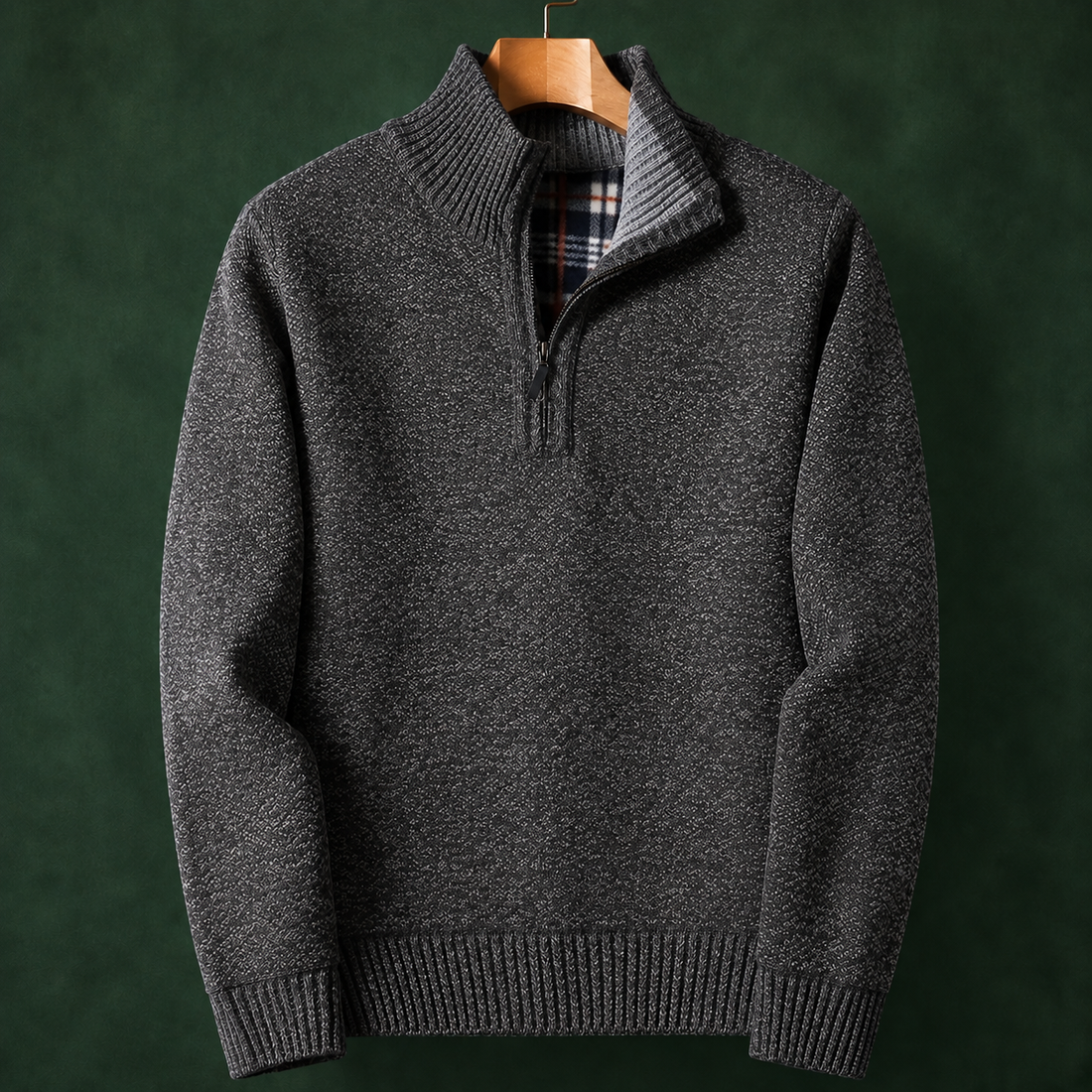 Tristan Quarter-Zip Sweater - Dark Gray