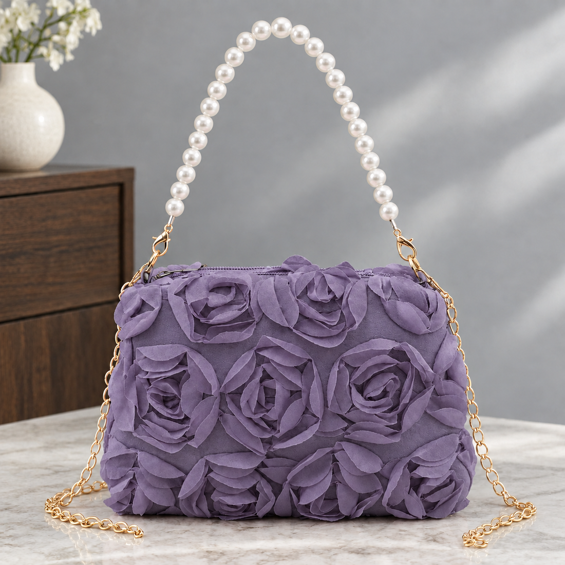 Marostica Rosette Handbag - Purple