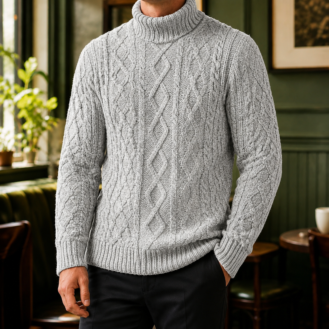Yannick Cable Knit Sweater - Gray