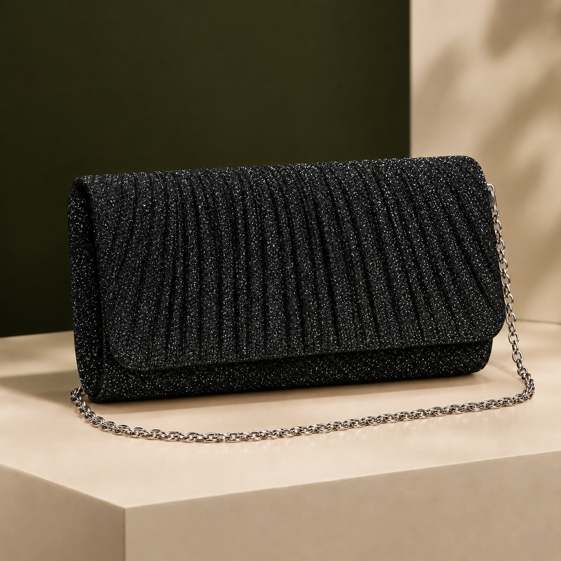 Gori Ruched Clutch - Black