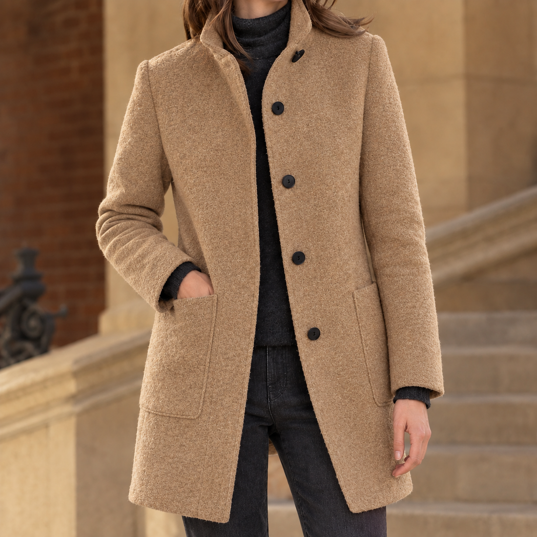 Ashley-Skye Stand Collar Coat - As Pictured