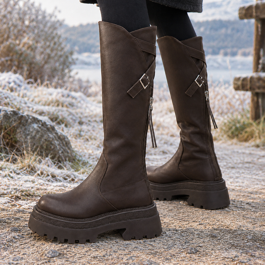 Grosseto-Napoli Buckled Knee Boots - Brown