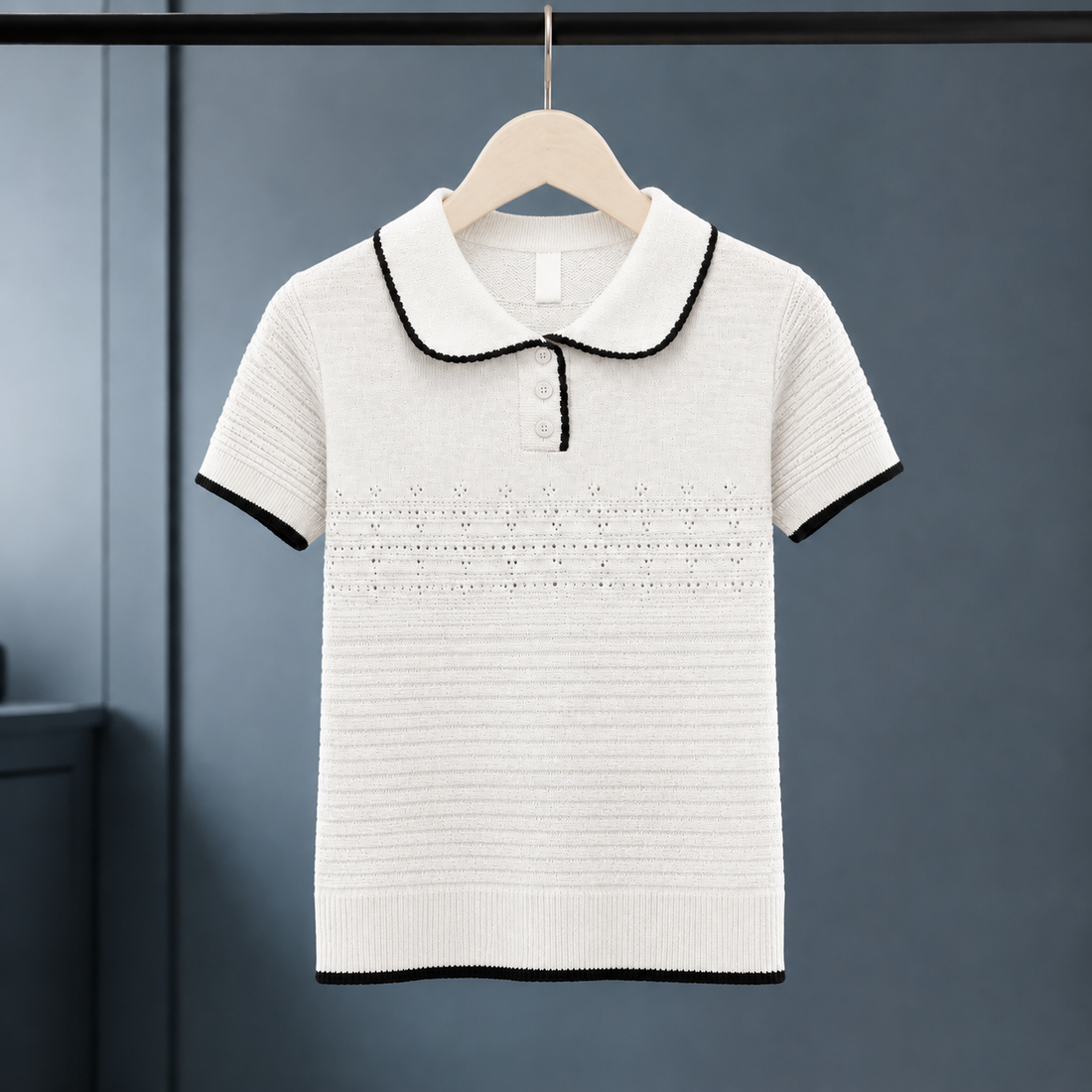 Matilda-Louise Pointelle Polo - White