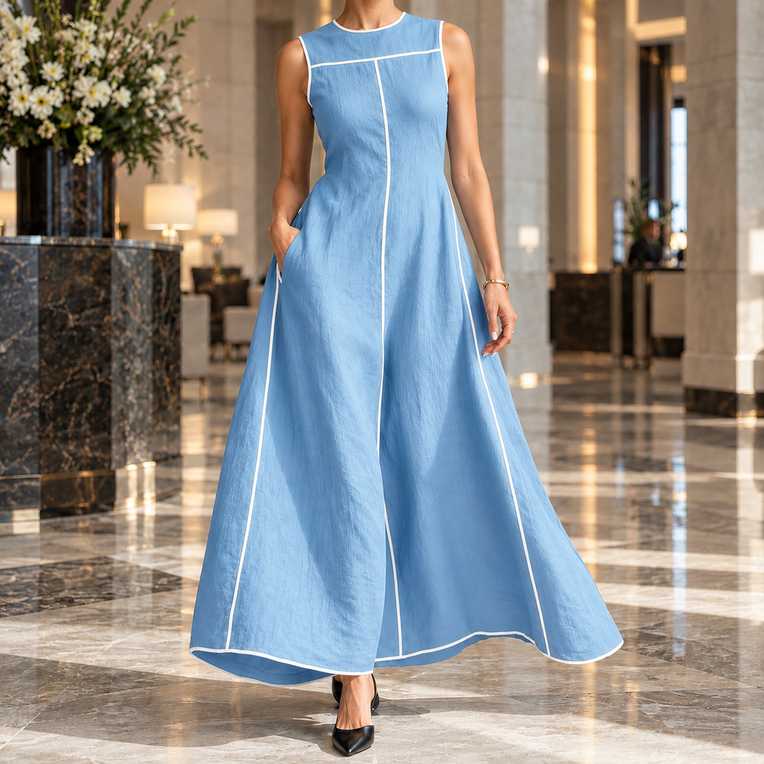 Katia-June A Line Dress - Sky Blue