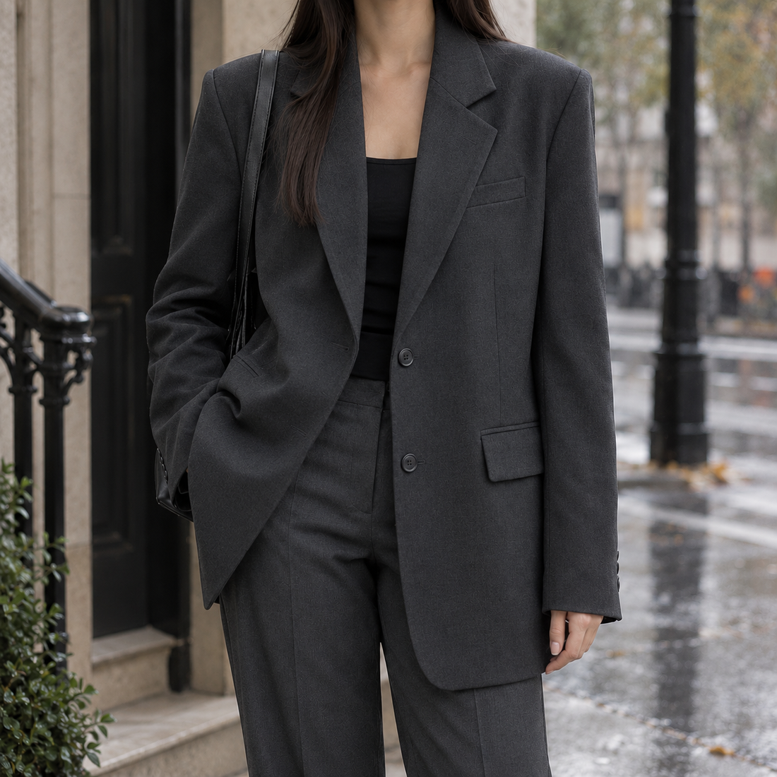 Orla-Elise Relaxed Blazer - Dark Gray