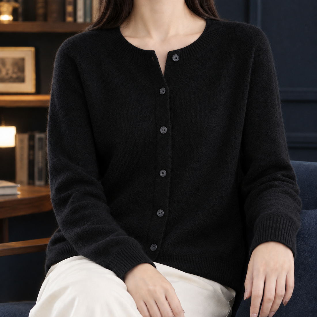 Daphne-Louise Wool Cardigan - Black