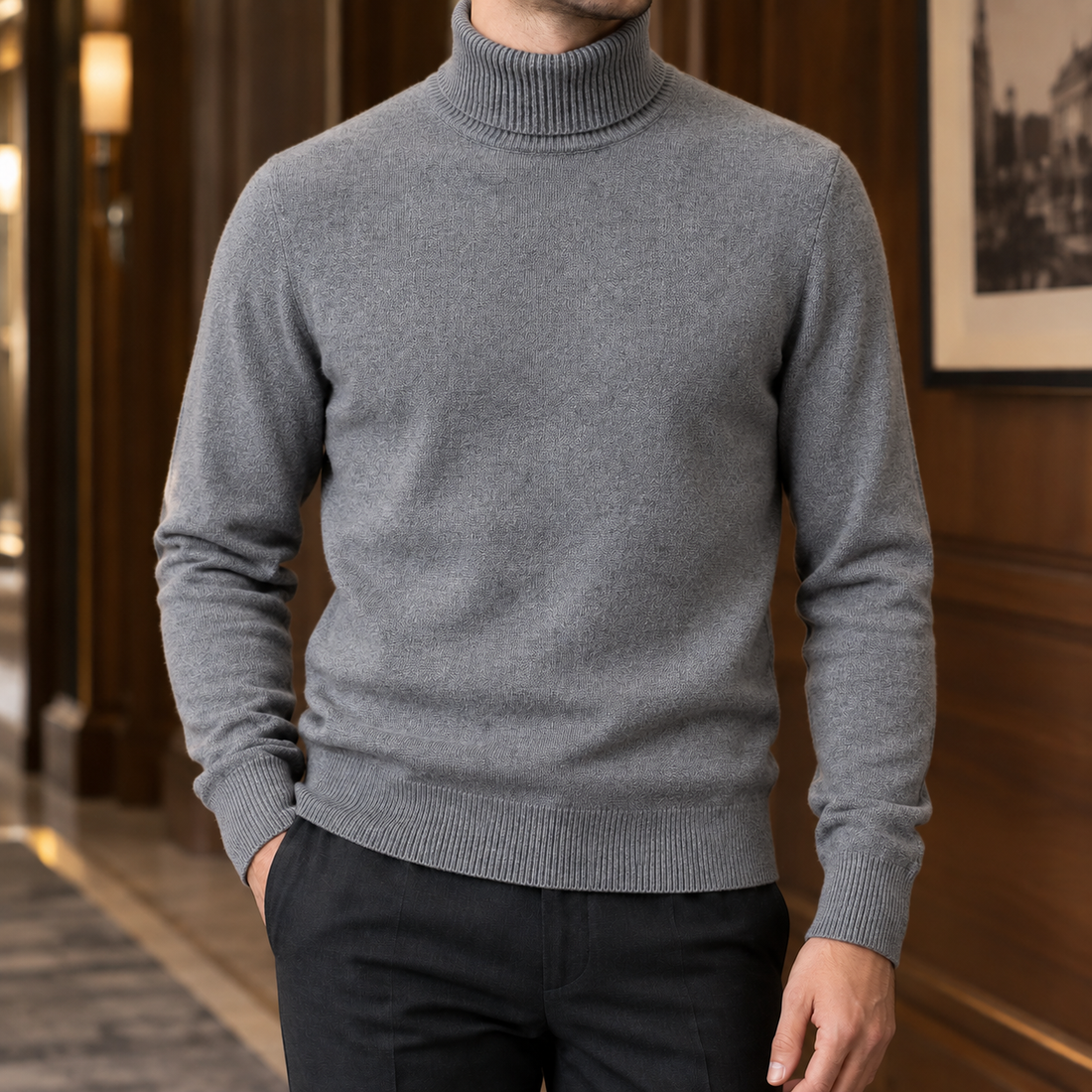 Barnabas Relaxed Turtleneck Sweater - Medium Gray