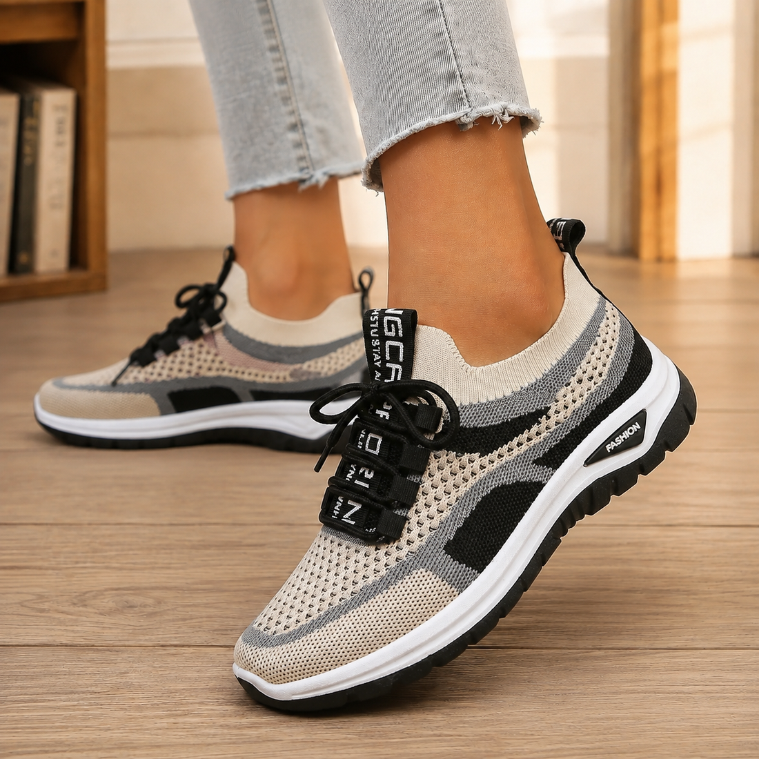 Bellini Lace-Up Sneakers - Khaki Black