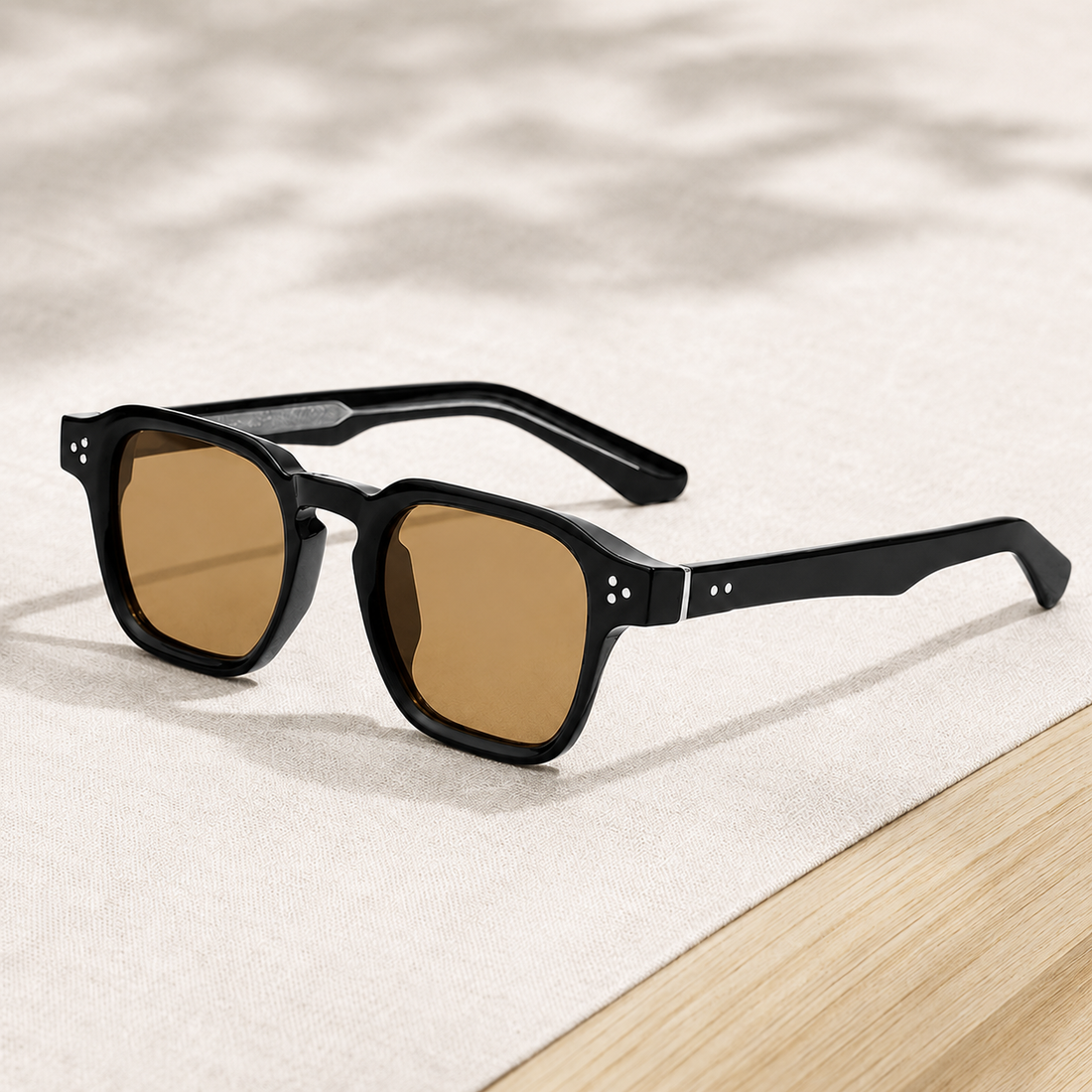 Orson Retro Sunglasses - Black And Amber