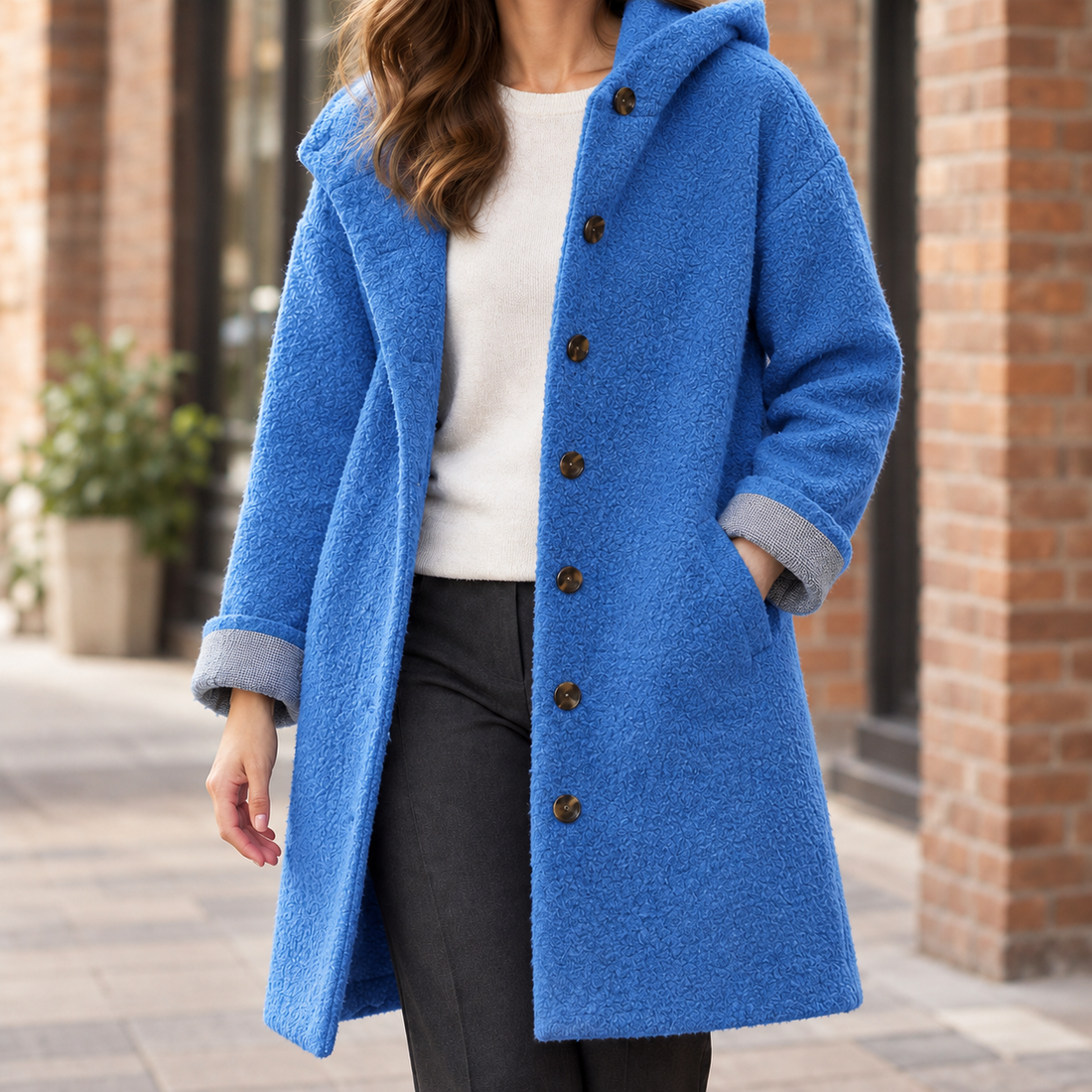 Anouk-Jane Hooded Coat - Blue