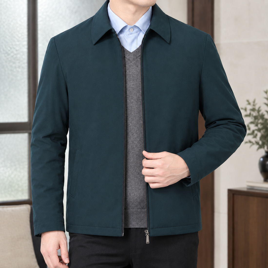 Asher Zip Jacket - Peacock Green