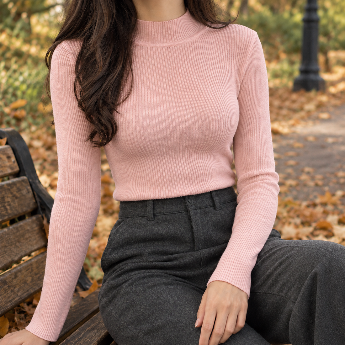 Violetta-Hope Mock Neck Sweater - Pink