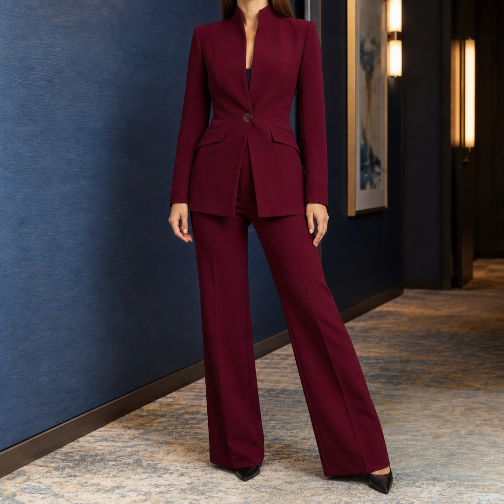 Estella Wide-Leg Set - Burgundy