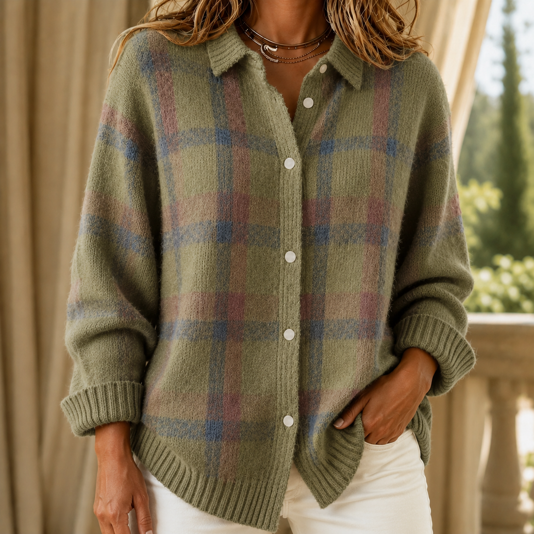 Marguerite Plaid Sweater - Green