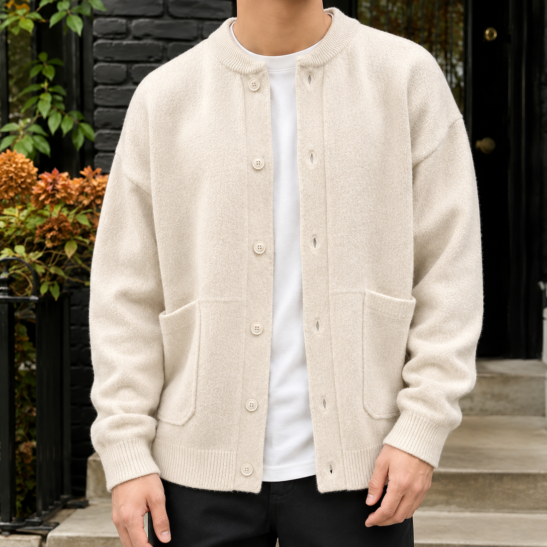 Gabriel Button Front Sweater - Ivory
